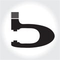 Micrometer tool icon, black silhouette. Element logo isolated on white background. Royalty Free Stock Photo