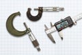 Micrometers and digital vernier calipers Royalty Free Stock Photo