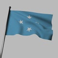 The flag of Micronesia flutters in the wind. 3d rendering, isolated image.