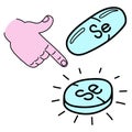 Micronutrient Se icon in doodle style. Icon capsule of Selenium. Thin line icon for website or package design, app Royalty Free Stock Photo