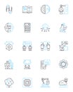 Microorganism Evolution linear icons set. Adaptation, Mutation, Selection, Genetics, Variation, Diversity, Inheritance