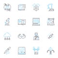 Microorganism Evolution linear icons set. Adaptation, Mutation, Selection, Genetics, Variation, Diversity, Inheritance