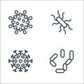 microorganism line icons. linear set. quality vector line set such as bacillus, virus, e coli