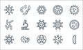 microorganism line icons. linear set. quality vector line set such as bacteria, biohazard, virus, virus, amoeba, tuberculosis,