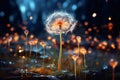 A microorganism living on top of a Dandelion Flower Seed Head, unreal world Royalty Free Stock Photo