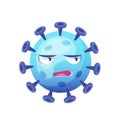 Microorganism, virus cell coronavirus with funny smiley faces. Virus emoticon, monsters smiling pathogen virus coronavirus cartoon Royalty Free Stock Photo