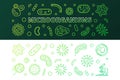 Microorganisms green line banners. Vector illustration