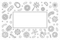 Microorganisms horizontal frame. Vector outline illustration Royalty Free Stock Photo