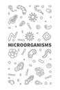 Microorganisms vector Micro Organisms concept line vertical banner with Microorganism outline symbols Royalty Free Stock Photo