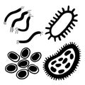 Microorganisms in vibrio bacilli coccus shapes Royalty Free Stock Photo