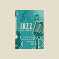 microphone and acoustic guitar vector poster vintage minimalist illustration template graphic design. jazz festival banner Royalty Free Stock Photo