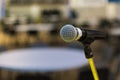 Microphone and arranged tables in a conference room