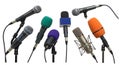 Microphone Array with Varied Colors Isolated on White Royalty Free Stock Photo