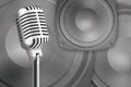Microphone on a background loud speakers Royalty Free Stock Photo