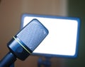 Microphone and backlight background photo