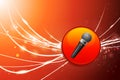 Microphone Button on Red Abstract Light Background