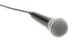 Microphone with cable side view close up on white Royalty Free Stock Photo