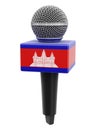 Microphone and Cambodian flag. Image with clipping path