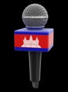 Microphone and Cambodian flag. Image with clipping path