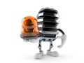 Microphone character holding emergency siren