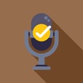 Microphone with check mark icon for podcast recording approval Royalty Free Stock Photo