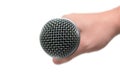 Microphone close up in hand, mic Royalty Free Stock Photo