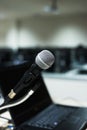 Microphone in computer lab soft light Royalty Free Stock Photo