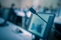 Microphone in the conference room for corporate planning. Royalty Free Stock Photo