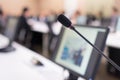 Microphone in the conference room for corporate planning. Royalty Free Stock Photo