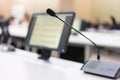 Microphone in the conference room for corporate planning. Royalty Free Stock Photo