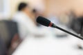 Microphone in the conference room for corporate planning. Royalty Free Stock Photo