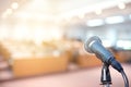 Microphone in conference on seminar room background Royalty Free Stock Photo