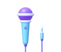 Microphone 3d in cartoon style on white background. 3d speak render vector illustration Royalty Free Stock Photo