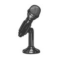 Microphone device sketch engraving vector Royalty Free Stock Photo