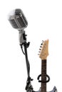 Microphone and electric guitar Royalty Free Stock Photo