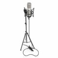 Microphone with full height microphone stand isolated on white. 3D illustration Royalty Free Stock Photo