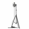 Microphone with full height microphone stand isolated on white. 3D illustration Royalty Free Stock Photo