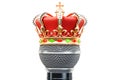 Microphone with golden crown, 3D rendering