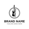 Microphone and guitar logo design