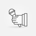 Microphone in Hand vector icon in thin line style Royalty Free Stock Photo