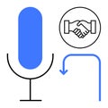 Microphone, Handshake, and Arrow Icons Communication and Collaboration Concept Royalty Free Stock Photo