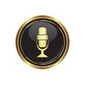 Microphone icon on the black with gold round button