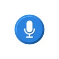 Microphone icon on blue circle, voice recording symbol for audio input device Royalty Free Stock Photo
