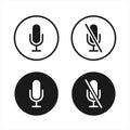 Microphone icon button set. Audio voice recording on/off mute symbol. Flat podcast application interface sign. Royalty Free Stock Photo