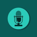 The microphone icon in a fashionable flat style is isolated