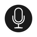 Microphone icon flat black round button vector illustration Royalty Free Stock Photo