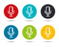 Microphone icon flat round button set illustration design