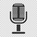 Microphone icon in flat style. Mic broadcast vector illustration