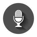 Microphone icon in flat style. Mic broadcast vector illustration