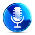 Microphone icon glassy vibrant sky blue round button illustration Royalty Free Stock Photo